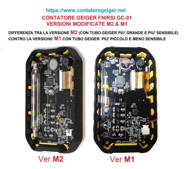 Contatore geiger Fnirsi GC-01, differenza tra le versioni modificate M2 e M1